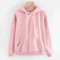 Casual Pink Sweatshirt Kangaroo Pocket Drawstring Hoodie Pullovers Fall Women Clothing Long Sleeve. 