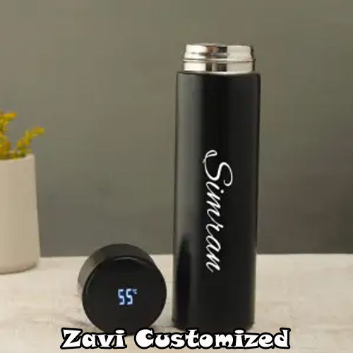 Customize With Your Name Smart LED Temperature Water Bottle 500ml Stainless Steel Hot & Cold Bottles with Vacuum Thermos Flask