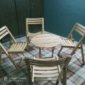 Beach Wood 4 Folding Chair and One Round Folding Table STM. 