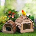 Wood Birdhouse Interactive Bird Nesting Case for Lovebirds Cockatiel Conures S. 