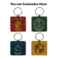 MDF Harry Potter Keychain Pack of 4 | Hogwarts Houses Gryffindor, Slytherin, Hufflepuff, Ravenclaw | Wooden Key Ring Gift Set. 