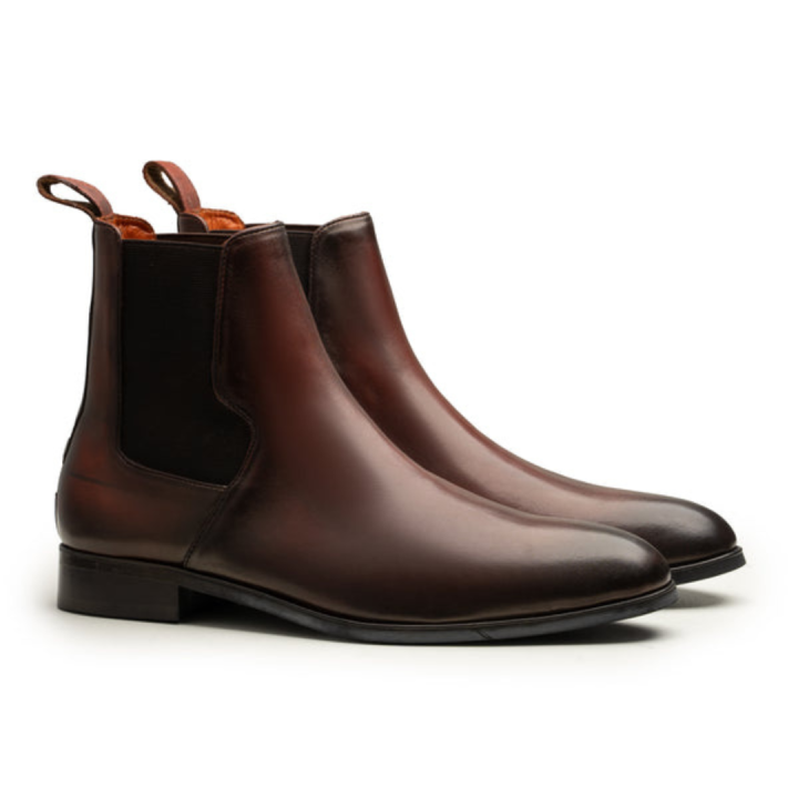 Customised Handmade Brown Leather Chelsea Boots