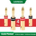 Ugreen 4pcs Speaker Cable Banana Connector Screw Jack Plug Adapter for Speaker Wire Amplifier Audio Video Cable Banana Plug. 