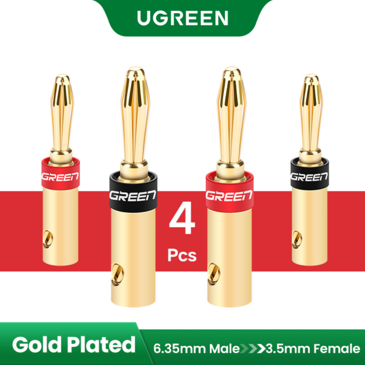 Ugreen 4pcs Speaker Cable Banana Connector Screw Jack Plug Adapter for Speaker Wire Amplifier Audio Video Cable Banana Plug
