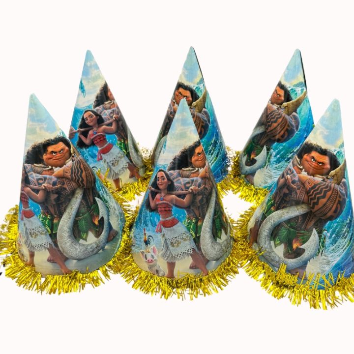 MOANA THEME BIRTHDAY PARTY CAPS - PACK OF 10 PARTY CAPS - MOANA BIRTHDAY CAPS