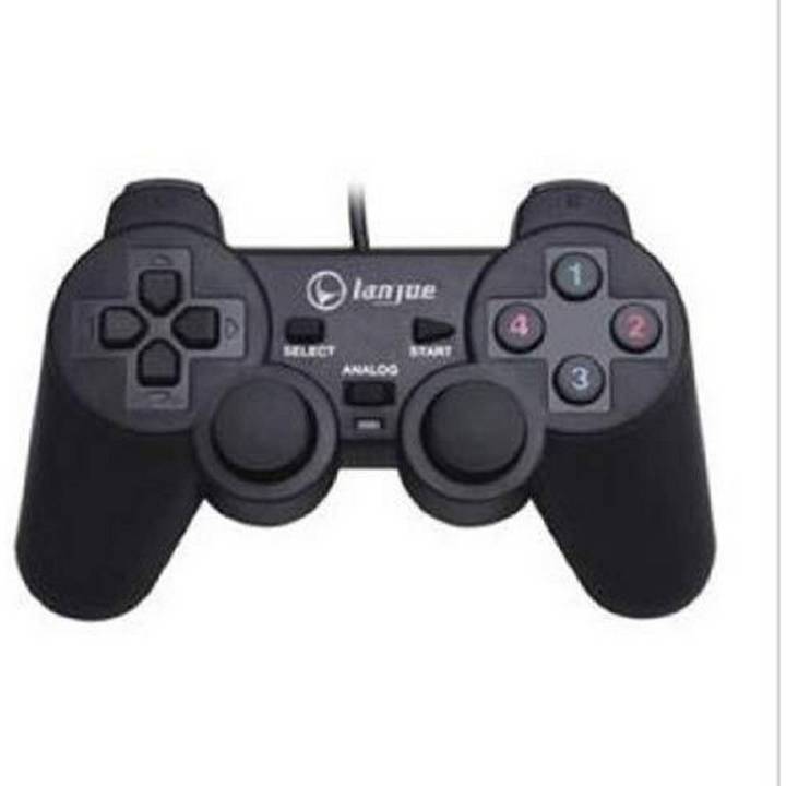 Dual Shock Wired Usb 2.0 Game Controller Joystick Joypad Game Pad For Pc & Laptop LANJUE L600 Black