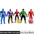 1 Pc Large Size 6 inch - Avengers Marvel Superhero Action Figures Toys Movable Head Arms Legs and Moveable Knee With Led Light Super Hero Figure - Size 15cm / 6.0 inch - Hulk Spiderman Iron Man Captain America Thanos. 