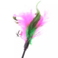 Soft Colorful Cat Teaser Interactive Training Toy Rod with Bell & Feather. 