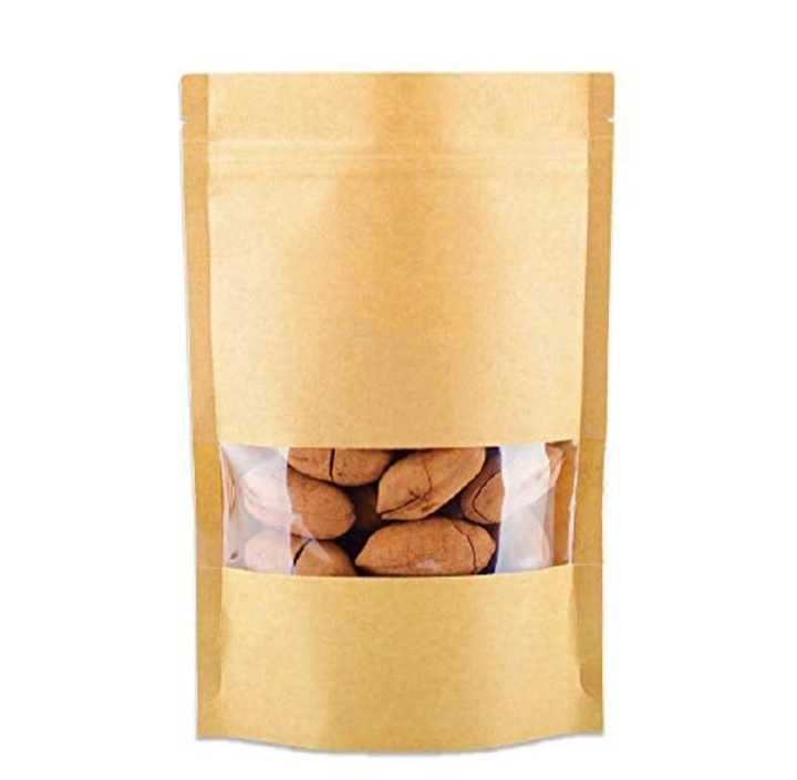 10 Pcs Recyclable Stand Up Brown Kraft Paper Bags With Window And ...