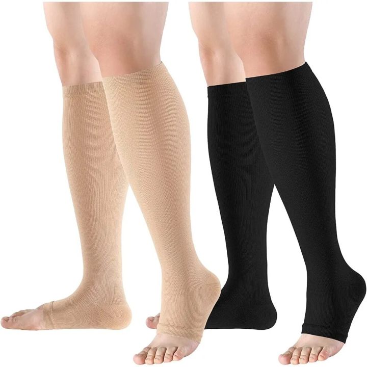 Medical Calf Compression Stockings Varicose Veins Shaping Graduated Pressure Stockings Elastic Open Toe Knee High Stockings 2024