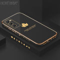 Hontinga for Tecno Camon 18 / Camon 18 P / Camon 18T Back Cover Luxury 6D Plating Maple Leaf Side Pattern Case Soft Silicone Square Phone Cases. 