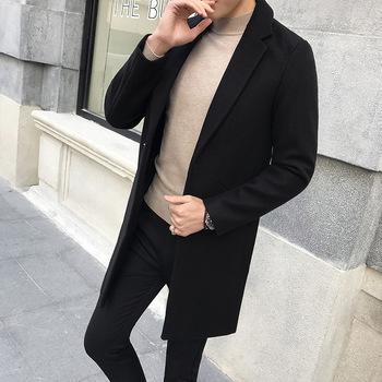 Men Formal Long Single Breasted Figuring Overcoat