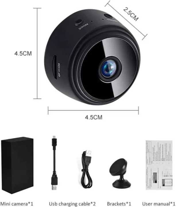 WiFi Mini Camera HD 1080p 2 Mega pixel Camera Lens Upto 128 GB Memory ...