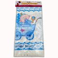 BABY BOY IN A CARRIAGE TABLE COVER - BABY BOY TABLE COVER - PLASTIC TABLECLOTH. 
