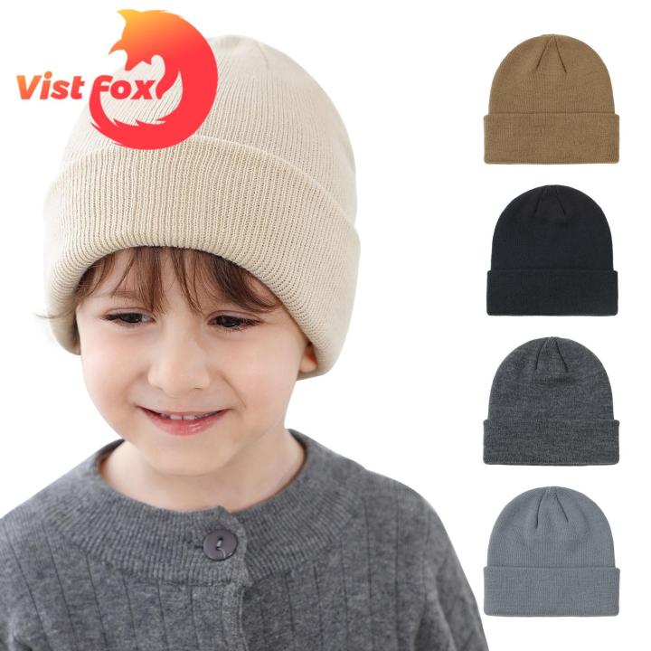 Rolled Edge Knit Baby Hat Cozy Stylish Kids Winter Hat Warm Anti slip Windproof Beanie with Ear Protection Unisex Children Daily Cap Baby Hat with Rolled Edges Daraz.pk