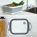 Multifunctional Adjustable Folding Silicone Kitchen Cutting Board – 3-in-1 Chopping Board, Colander & Storage Basket – Space-Saving, Non-Slip, BPA-Free, Durable & Easy to Clean for Vegetables, Fruits, Meat & More. 