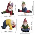 4Pcs Funny Garden Gnomes, Fairy Garden Gnome Miniature Decorations. 