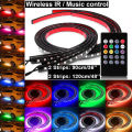 4pcs Multi-Color RGB 252 LED 5050 SMD Strip Under Car Tube Underglow Underbody System Waterproof Neon Light Kit 120X90cm. 