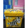 Kids Storage Ottoman Folding Seat Chest Cube Footstool Small Bench Foot Rest Stool Cartoon Character Unicorn-Yellow. 