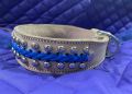 2 Inches Wide Dogs Massive Leather Braided Collar - Adjustable. 
