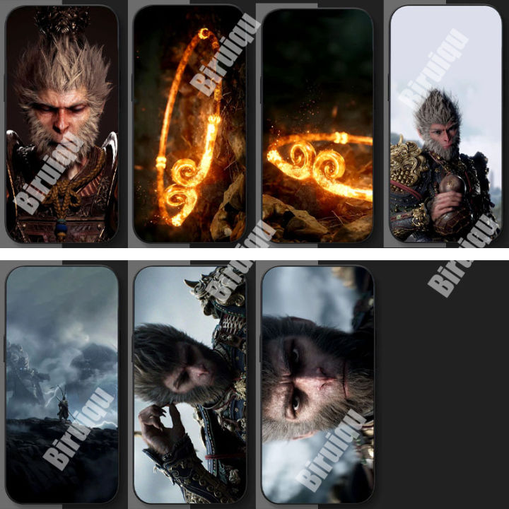 Biruiqu For Infinix Zero 30 4G Hot 20i Hot 20s Hot 30i Hot 40 Note 40 Pro GT 20 Pro Black Myth: WuKong Peripheral Phone Case with New Liquid Glass Full Cover Lens for Advanced Sense