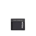 French Connection Black Leather Bifold Wallet : Stylish And Functional Men's Wallet With FCUK Logo Accent. 