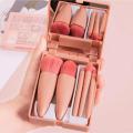 Set of 5 Mini Travel Makeup Brush Full Set Easy to Take Function Makeup Brush with Mirror. 