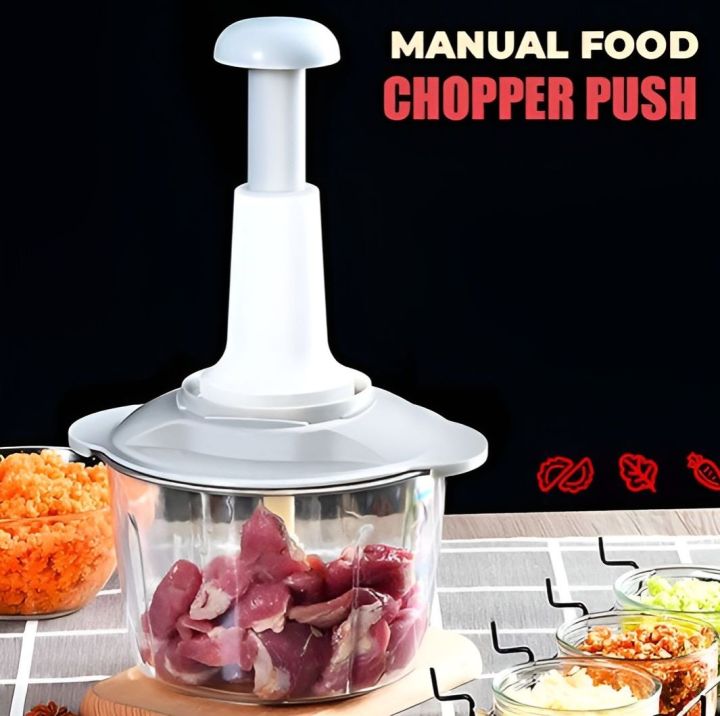 Multifunction Kitchen Food chopper Machine onion chopper Hand Pull Speedy Chopper Turbo Cutter Nicer Dicer Plus Garlic Press small meat Shredders Grinder Mincer Mixer Blender can cut fruits/vegetables/nuts/herbs/onions/garlic/chili /900ML/500ML/200ML