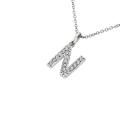 Initial Letter Stainless Steel Silver Alphabet Pendant Necklace Monogram charm cubic zirconia Jewelry Gifts. 