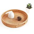 Round Rattan Serving Tray Decorative for Coffee Table Natural(Small). 
