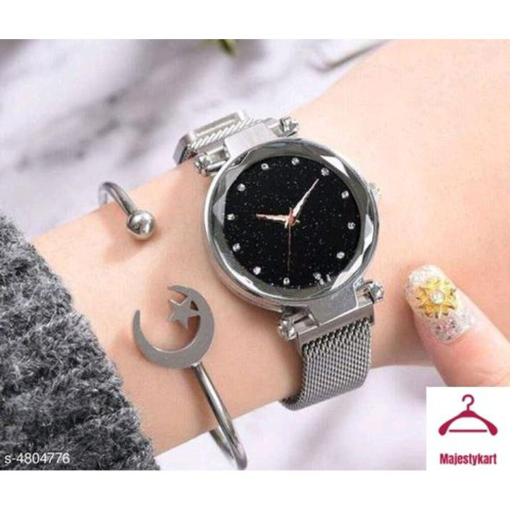 Silver Magnetic Chain Strap Tranding In FACEB00K TIKT0K Watch For Girls & Woman