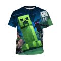 3-13 Boys T-Shirt Sandbox Game Minecraft Print Party Game Kids Shirts Virtual World Children's Tshirt. 