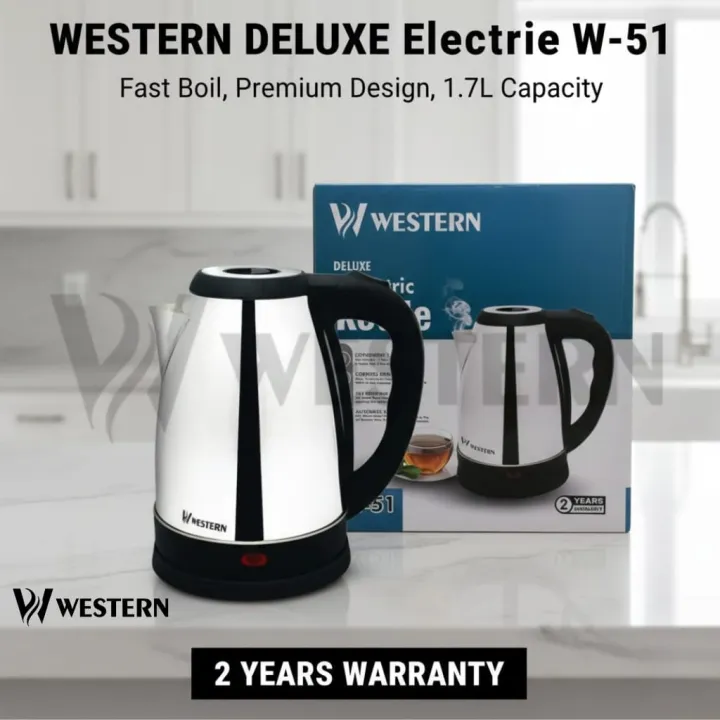 Western Deluxe Electric Kettle W-51 – Electric Kettle – 1.7L Stainless ...