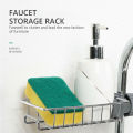 Sponge Holder, Stainless Steel Faucet Storage Rack, Adhesive Sink Caddy Organizer for Brush, Towel. Shower Soap Dish for Bathroom, Kitchen Hanging Storage Accessories. 