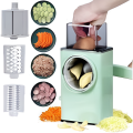 Manual Rotary Best Vegetable Slicer Cutter Multifunction vegetable cutting machine Kitchen Vegetable Cheese, onion, potato, cutter salad potatoes chips slicer Grater Chopper With 3 Stainless Steel Knives vegetable dicer. 