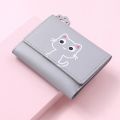 New Women Wallet Cute Cat Short Wallet Leather Small Purse Girls Money Bag Card Holder Ladies Female Hasp. 