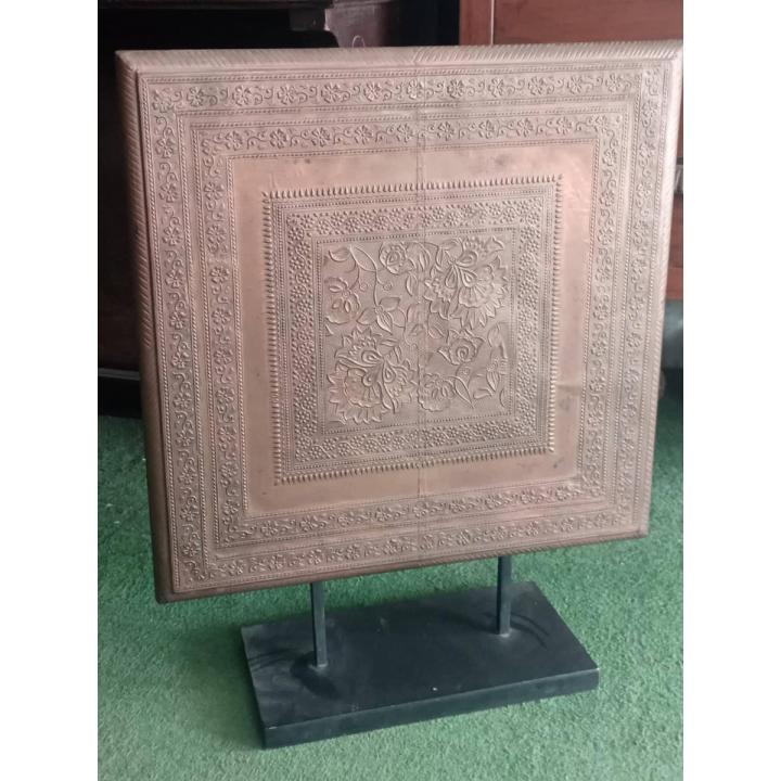 Vintage / Antique Wood n Copper Fireplace Screen