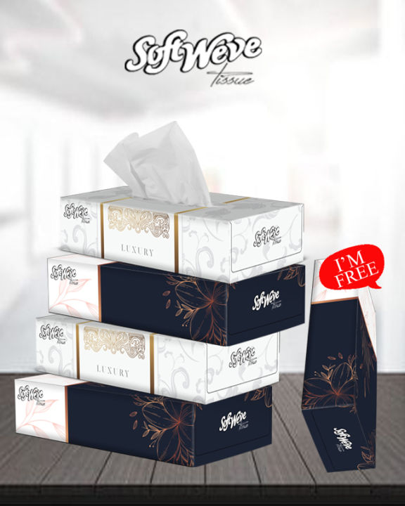 Softweve%20Tissue%20box%20Luxury%20Pack%20of%205%20Buy%204%20Get%201%20free%20-%20Image%202