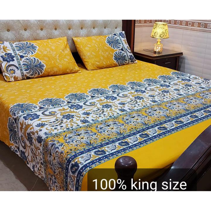 Bed sheet Cotton Satin King size (95*90) Premium Quality
