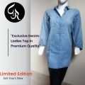 Cherish : Blue Denim casual Dress Women top perfect Style long top Jeans women denim shirts Dress Fashion Button Bustier Party. 