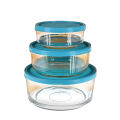 Set of 3 Air Tight Glass Food Storage Containers, 0.5L, 1L, 3L, Microwave Safe. 
