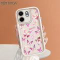 Hontinga for Infinix Smart 9 Hot 50i Mobile Phone Cover Pink Butterfly Pattern Case Ladder Soft Camera Protection Rubber Back Cover. 