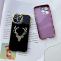AMORVOR for Samsung Galaxy J4 Plus 2018 / J4 Prime Back Cover Mirror Lucky Deer Luxury 6D Plating Soft Silicone Phone Case. 
