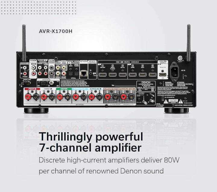 Denon%20AVR-X1700H%207.2%20Channel%20AV%20Receiver%20-%2080W/Channel,%20Advanced%208K%20HDMI%20Video%20w/eARC,%20Dolby%20Atmos,%20DTS:X,%20Built-in%20HEOS,%20Amazon%20Alexa%20Voice%20Control%20-%20Image%204