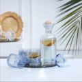 HIGH QUALITY FANCY GLASSWARE WATERSET WITH WOODEN KNOB. 