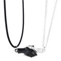 Couple Necklace Unique Magnet Attracts Hold Hands Necklace Anniversary Gift 2Pcs Magnetic Polished Hand Pendant Necklace Set Adjustable Rope Link Chain Magnet Couple Matching Necklace for Women Men Boy Girl Teen BFF Best Friendship Valentines Day Jewelry. 