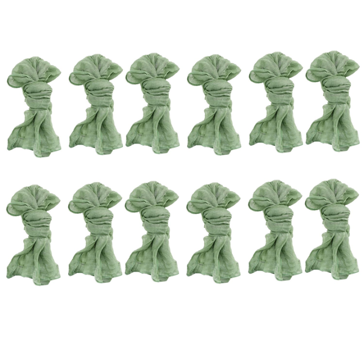Wrinkled Dinner Napkins Table Napkins Decorative Cloth Napkins (Green, 12 Packs)