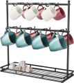 Coffee Mug Holder for Countertop, Tea Cup Holder, 14-Hook Mug Tree Rack for 14 Cups, 2 Tier Mug Display Stand with Heavy Duty Metal Base, Cup-Mug Organizer. 