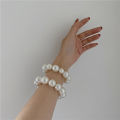 French Romantic Pearl Headband Hair Band All-Match and Sweet Beaded Decorative Rubber Band Bracelet for Women. 