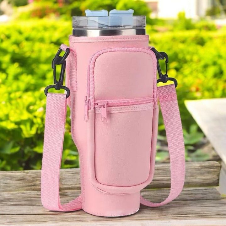 Stanley Tumbler Carrying Bag with Adjustable Strap | Durable Travel Cup Holder for 40oz Quencher Tumblers | Crossbody & Shoulder Bottle Bag with Pocket for Phone & Essentials